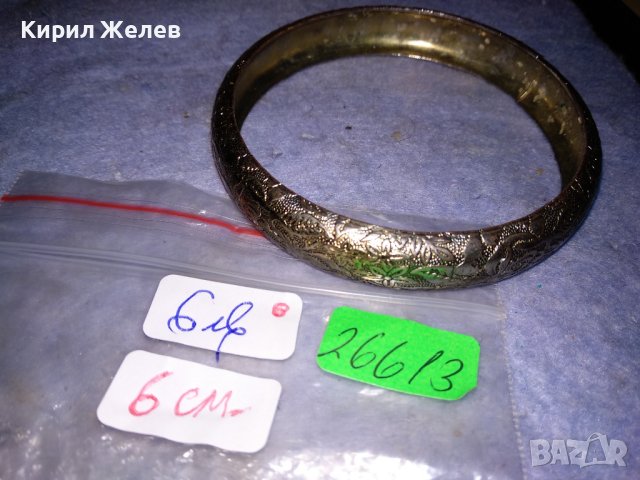 СТАРА ФЛОРАЛНО ОРНАМЕНТИРАНА СРЕБРИСТА СТОМАНЕНА ВИНТИДЖ - АРТ СТИЛ ГРИВНА 26613, снимка 2 - Гривни - 41096225