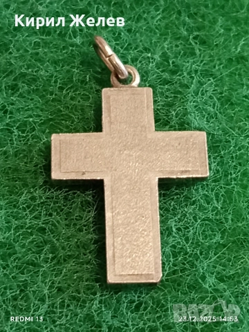 Сребърен кръст с текстурирана повърхност майсторска изработка 49377, снимка 2 - Колиета, медальони, синджири - 52884424