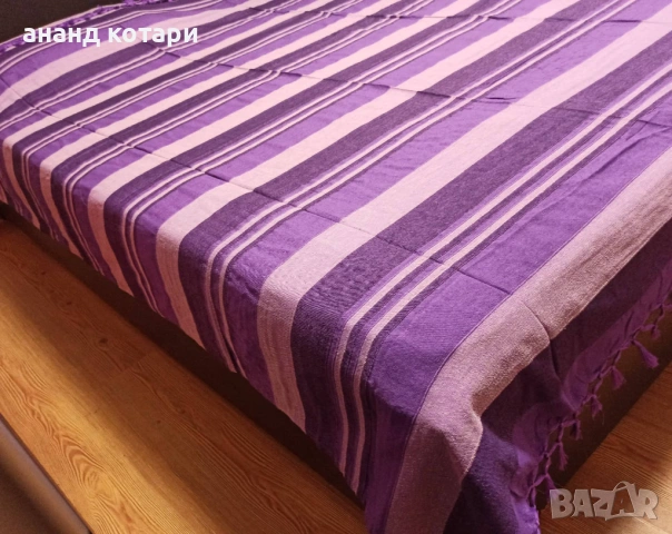 Памучен чаршаф ръчно тъкан-Индия-39-49, снимка 6 - Покривки за легло - 37344266