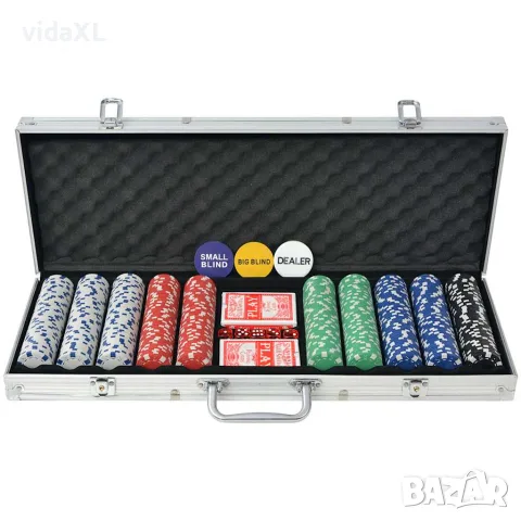 vidaXL Покер комплект с 500 чипа, алуминий