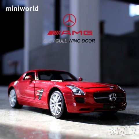 Mercedes-Benz SLS AMG - мащаб 1:24 на Welly моделът е нов в кутия, снимка 2 - Колекции - 39515520