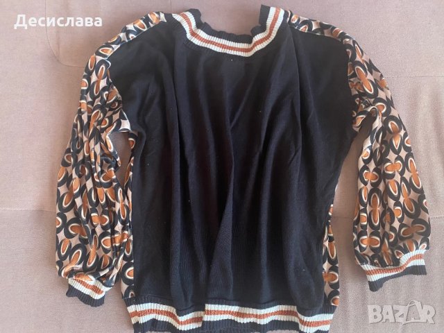 Блузка от кадифе и плетиво, снимка 2 - Блузи с дълъг ръкав и пуловери - 35976095