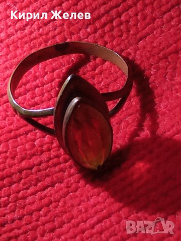 СТАРИНЕН БРОНЗОВ АРТ НУВО ПРЪСТЕН с ФАСЕТИРАН ЦИТРИН МАЙСТОРСКА РЪЧНА ИЗРАБОТКА 22205