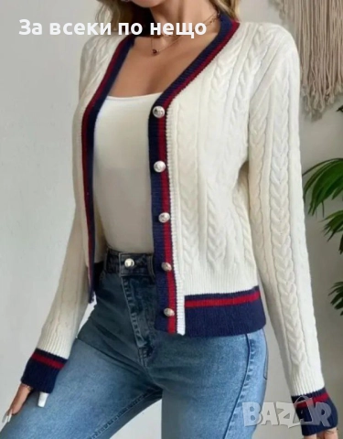 Дамска Бяла Къса Жилетка С Копчета И Кант Код S403, снимка 2 - Жилетки - 52730076