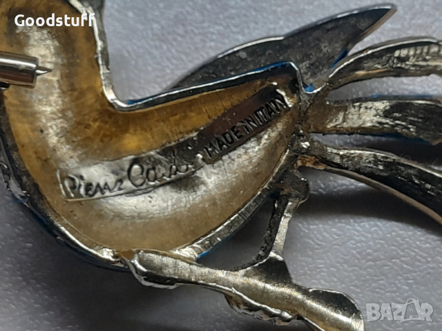 Арт Деко стара брошка,Pierre Cardin,емайл,маркировки,позлата , снимка 10 - Антикварни и старинни предмети - 53427605