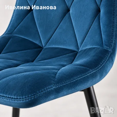 Тапициран стол от велур, снимка 3 - Столове - 56408967