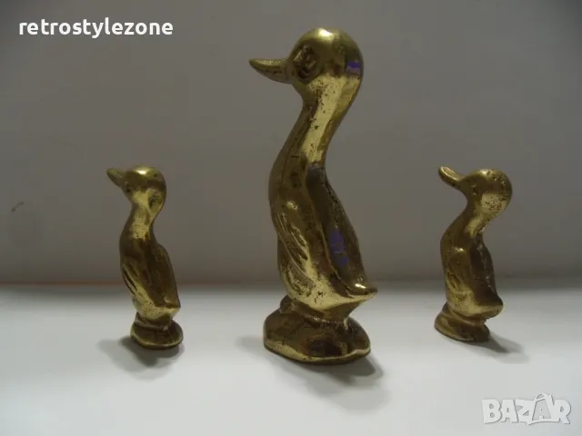 № 7810 три стари малки метални / бронзови фигурки - патици  - тип миниатюри  - колекционерски , снимка 2 - Други ценни предмети - 48491576