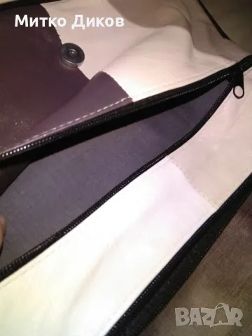 Бежова чанта естествена кожа 3 цвята като нова 28х21см, снимка 7 - Чанти - 49964179