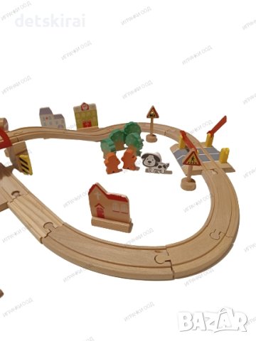 Дървен влак с релси 83ч, снимка 3 - Образователни игри - 42553702