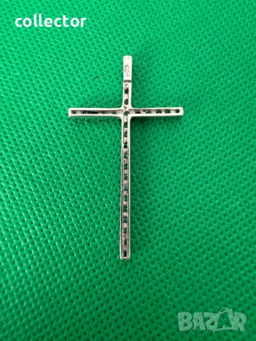 Сребърно кръстче с циркони. №7632, снимка 3 - Антикварни и старинни предмети - 52481572
