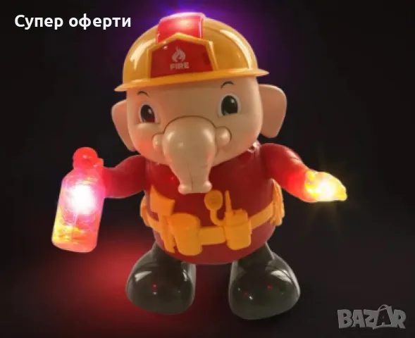 Музикален,сладък танцуващ  слон пожарникар, снимка 4 - Музикални играчки - 48679241