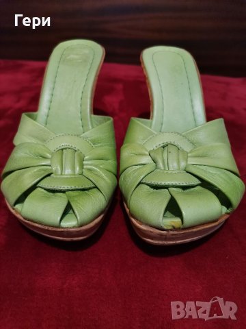 Чехли в свеж зелен цвят, снимка 2 - Чехли - 41351314