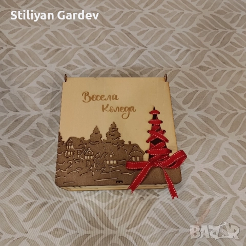 Коледна подаръчна кутия от дърво, снимка 2 - Декорация за дома - 52510453