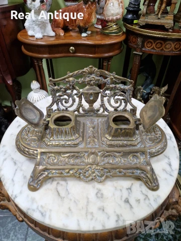 Стара прекрасна антикварна голяма френска бронзова мастилница , снимка 6 - Антикварни и старинни предмети - 51315526