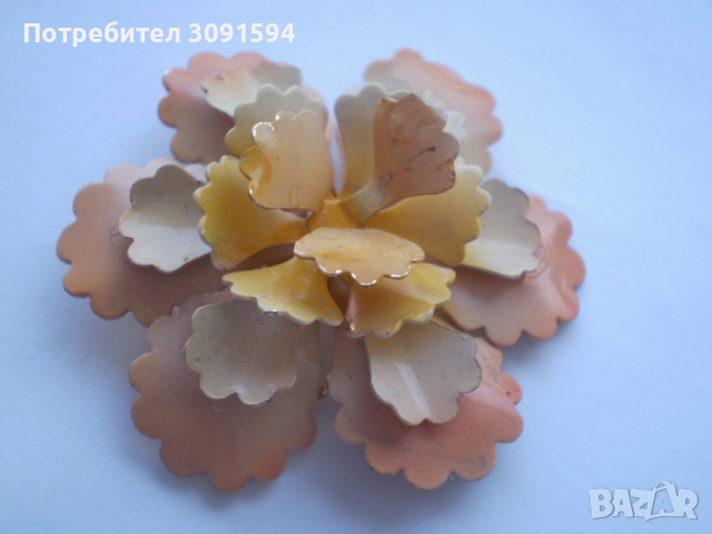 Ретро  Брошка Розово  Цвете, снимка 1