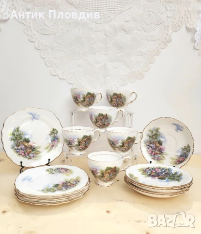 Чаен сервиз Royal Vale с английски пейзажи за 6 души, снимка 11 - Сервизи - 50780007