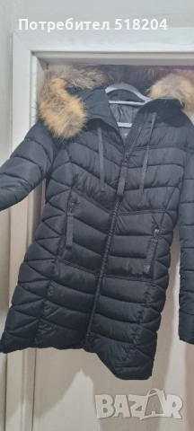 Дамско яке с пухена качулка ХЛ