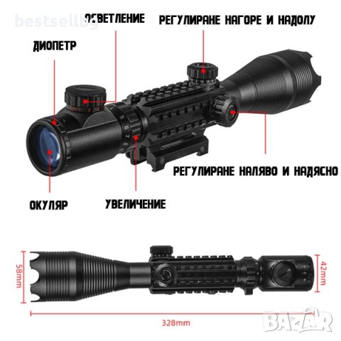 Оптиката 4-16x50 тактически оптически мерник бързомер прицел за пушка, снимка 2 - Оборудване и аксесоари за оръжия - 41892906