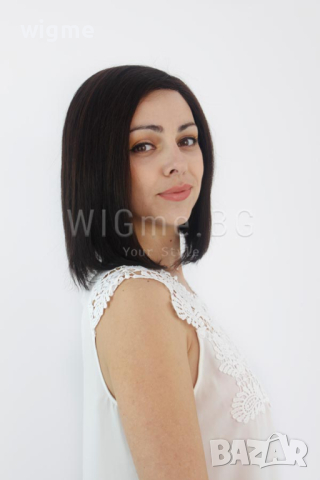 Средна дължина шоколадово кестенява перука от ЕСТЕСТВЕН косъм Селена, снимка 3 - Аксесоари за коса - 34515438