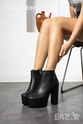 Боти на ток - черна кожа - NA100

, снимка 2 - Дамски боти - 37130326