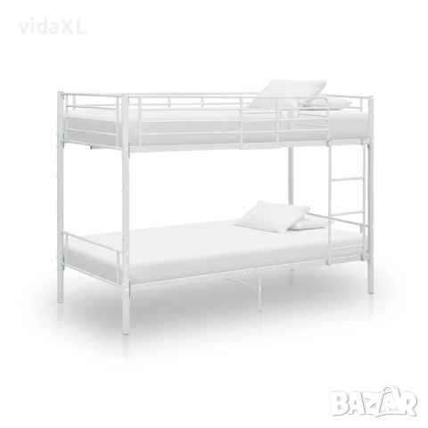 vidaXL Двуетажно легло, бяло, метал, 90x200 см(SKU:287909), снимка 1