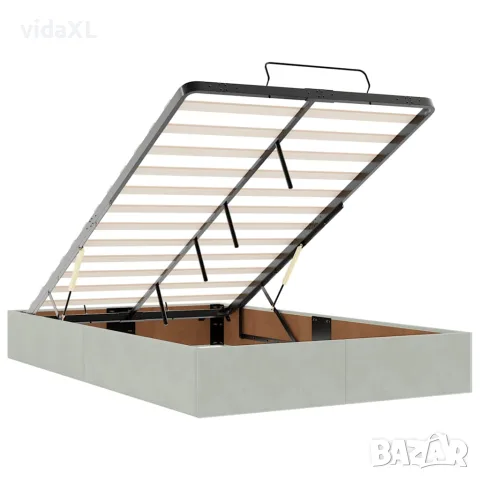 vidaXL Османска рамка за легло без матрак, светлосива 120x200см кадифе, снимка 10 - Спални и легла - 56146972