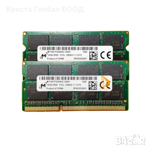 Кит памет за лаптоп 32GB (2 x 16GB!!!) SO-DIMM DDR3 Micron 2RX8 PC3L-12800S - 1600Mhz 1.35V