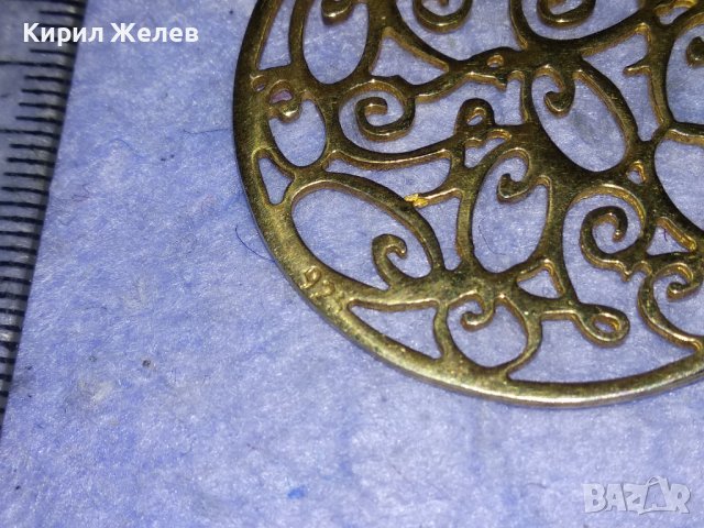 ВЕЛИКОЛЕПЕН СРЕБЪРЕН с ДЕБЕЛА РЕАЛНА ПОЗЛАТА ФЛОРАЛЕН АРТ МЕДАЛЬОН СРЕБРО 925 АЖУРНА ИЗРАБОТКА 27628, снимка 10 - Колиета, медальони, синджири - 40575467
