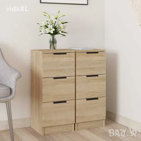 vidaXL Сайдборди, 2 бр, дъб сонома, 30x30x70 см, инженерно дърво（SKU: 811158）, снимка 2 - Шкафове - 56125435