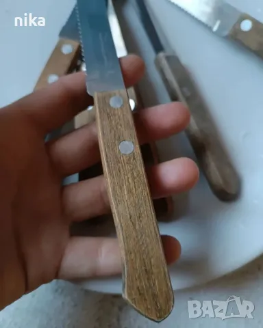 Комплект от 6 ножа с дървени дръжки, снимка 3 - Прибори за хранене, готвене и сервиране - 47891388