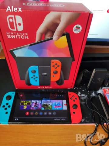 Конзола NINTENDO SWITCH OLED Red & Blue 64GB, като нова, малко ползвана с Гаранция и Екстри., снимка 3 - Nintendo конзоли - 42673808