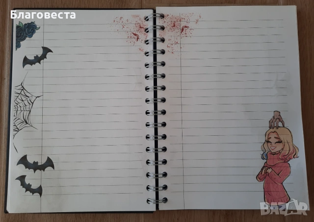 Сет: тефтер, химикал и книгоразделител на Wednesday , снимка 4 - Ученически пособия, канцеларски материали - 53657922