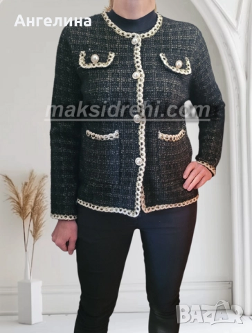 Дамска жилетка тип сако с пухкава текстура и ламена нишка., снимка 2 - Жилетки - 52386515