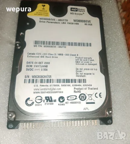 НОВИ Не употребявани хард дискове за печатане в опаковките 80 GB, снимка 3 - Твърди дискове - 42573458