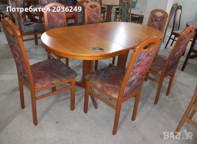 Комплект масивна разтегателна маса- Автомат с 6 стола, снимка 3 - Маси - 53747252