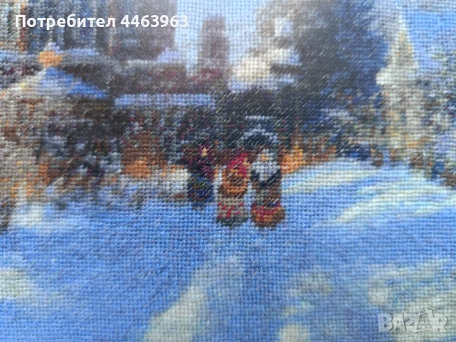 гоблен ,,Утрото след Коледа", 32/22 см, снимка 10 - Гоблени - 51278802