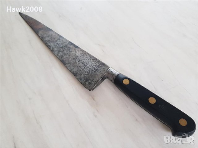 Уникален стар интересен и качествен кован нож с бронзови нитове, снимка 4 - Антикварни и старинни предмети - 42043471