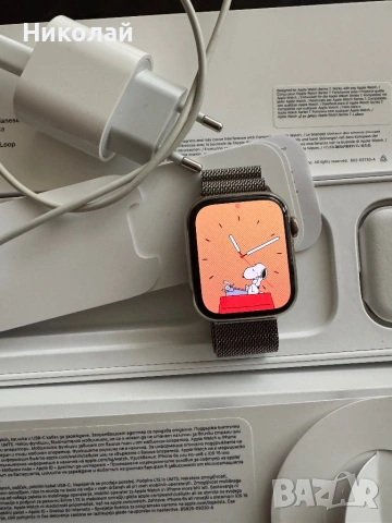 Смарт часовник Apple Watch 7,Cellular,Gold Stainless Steel 45mm,Gold Milanese Loop, снимка 6 - Apple iPhone - 53398731