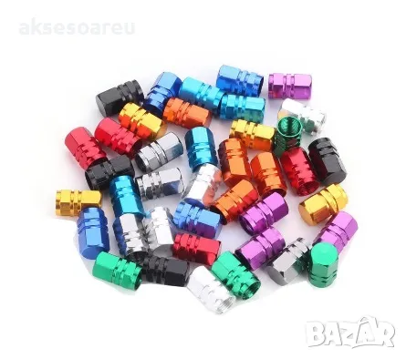 Нови 4 бр. алуминиеви капачки за вентили на джанти гуми за украса на кола автомобил колело велосипед, снимка 18 - Аксесоари и консумативи - 50336900