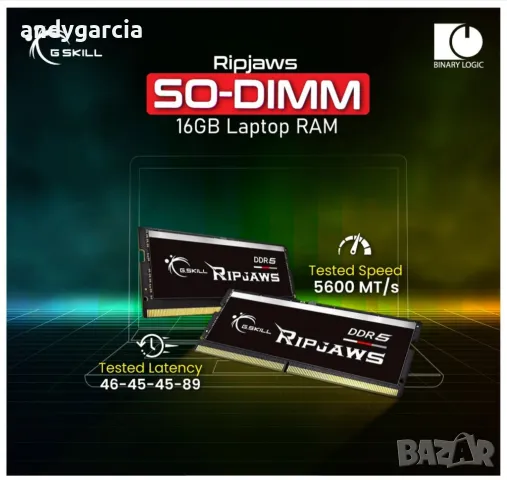 32GB 5600mhz КИТ G.Skill RipJaws SO-DIMM Kit  sodimm рам памет за латоп ram for laptop ГАРАНЦИЯ, снимка 1 - RAM памет - 48433738