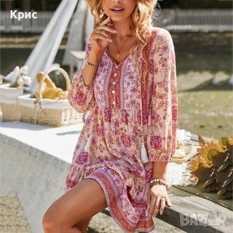 Ефирна лятна рокля, размери L и XL, снимка 3 - Рокли - 44501245