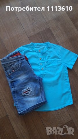 Риза и къси дънки, снимка 1 - Детски ризи - 40177364