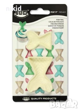 Опашка Русалка 2 размера пластмасови форми форма резец печат за фондан тесто декор мъфини торта, снимка 2 - Форми - 39653679