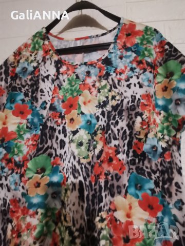 СТРАХОТНА ЦВЕТНА БЛУЗКА РАЗМЕР XL, снимка 3 - Тениски - 40633293