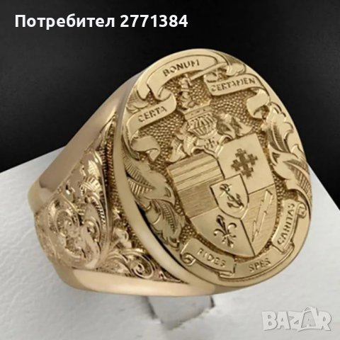 Златен официален мъжки пръстен . Изработен от медицинско злато (медицинска стомана). Налични размери, снимка 3 - Пръстени - 40657416