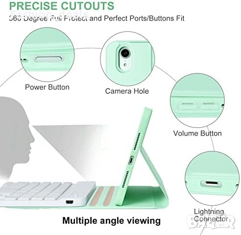 Нова тънка смарт клавиатура за iPad Mini 6 8.3 инча + защитен калъф с държач за писалка, снимка 7 - Аксесоари за Apple - 41583059