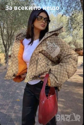 The Noth Face Gucci Дамско Бежово Зимно Яке Код E886, снимка 3 - Якета - 51862538