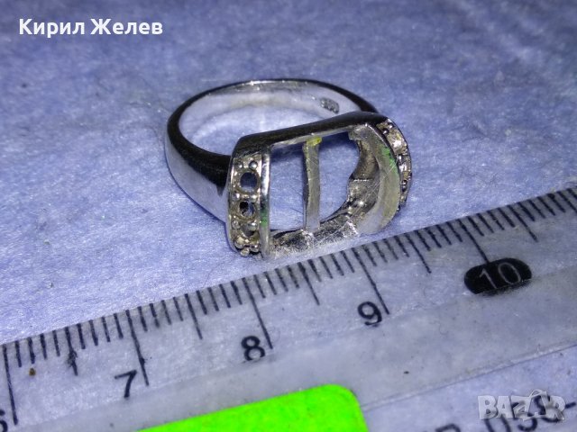 СТАР СРЕБЪРЕН ПРЪСТЕН СРЕБРО 925 с БЯЛА ПОЗЛАТА и МЯСТО За ИНКРУСТИРАНЕ на СКЪПОЦЕНЕН КАМЪК 38238, снимка 4 - Пръстени - 40932594