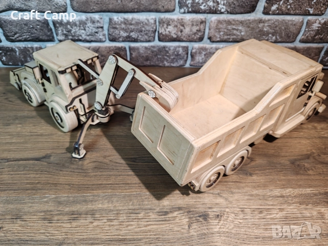 Комплект дървени модели – Багер и Самосвал – Craft Camp, снимка 8 - Коли, камиони, мотори, писти - 52738765