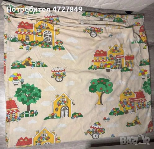 Спешно! Винтидж калъфка за възглавница с мотив ферма – ръчна изработка от 70-те години